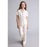 DeFacto Kız Çocuk Pamuk Pijama Takımı, 5-6 Yaş, H2654A826SP, Ekru-ER99, Kız Çocuklar