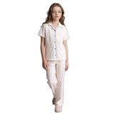 DeFacto Kız Çocuk Pamuk Pijama Takımı, 7-8 Yaş, H2654A826SP, Ekru-ER99, Kız Çocuklar