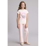 DeFacto Kız Çocuk Pamuk Pijama Takımı, 8-9 Yaş, H0153A826SP, Ekru-ER233, Kız Çocuklar