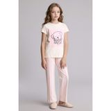 DeFacto Kız Çocuk Pamuk Pijama Takımı, 9-10 Yaş, H0153A826SP, Ekru-ER233, Kız Çocuklar