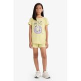 DeFacto Kız Çocuk Pamuklu Baskılı Pijama Takımı, 7-8 Yaş, E0666A825HS, Sarı-YL282, kız-çocuk