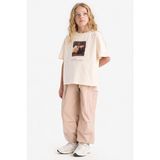 DeFacto Kız Çocuk Paraşüt Kargo Jogger Paça Pamuklu Pantolon D7607A825SM - Bej-BG775 - 9 - 10 Yaş