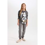 DeFacto Kız Çocuk Pijama Takım Looney Tunes Uzun Kollu Üst Beli Lastikli Uzun Alt D6657A824WN - Antrasit-AR126 - 5 - 6 Yaş