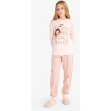 DeFacto Kız Çocuk Pijama Takımı Baskılı Uzun Kollu Üst Çizgili Uzun Alt F6233A825WN - Pembe-PN70 - 9 - 10 Yaş