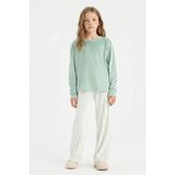 DeFacto Kız Çocuk Pijama Takımı Polar Uzun Kollu Üst Çizgili Uzun Alt D1068A825WN - Yeşil-GN1123 - 5 - 6 Yaş