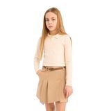 DEFACTO Kız Çocuk Polo Yaka, Uzun Kollu Sweatshirt, Ekru, 9-10 Yaş