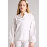 DeFacto Kız Çocuk Poplin Bluz Beyaz, 9-10 Yaş, G7550A826SP, Beyaz-WT34, Kız çocuk