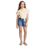 DeFacto Kız Çocuk Regular Fit Kısa Kollu Gömlek, 8-9 Yaş, H1519A826SM, Sarı-YL496, Kız çocuk