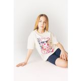 DeFacto Kız Çocuk Relax Fit Baskılı Bisiklet Yaka Kısa Kollu Tişört E0389A825SM