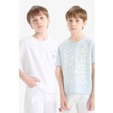 DeFacto Kız Çocuk Relax Fit Bisiklet Yaka 2'li Kısa Kollu Tişört D9433a825sm