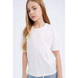 DeFacto Kız Çocuk Relax Fit Bisiklet Yaka Basic Düz Kısa Kollu Tişört D9099A825SM