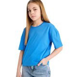 DeFacto Kız Çocuk Relax Fit Bisiklet Yaka Basic Düz Kısa Kollu Tişört Mavi, 7-8 Yaş, Z5095A625SM, Mavi-BE124, Kız çocuk