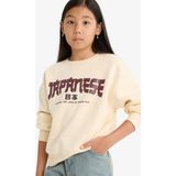 DeFacto Kız Çocuk Relax Fit Bisiklet Yaka Baskılı İçi Yumuşak Tüylü Sweatshirt E6779A825WN - Ekru-ER134 - Dropsuz - 9 - 10 Yaş