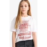 DeFacto Kız Çocuk Relax Fit Bisiklet Yaka Baskılı Kısa Kollu Tişört E0355A825SM - Beyaz-WT34 - 7 - 8 Yaş