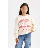 DeFacto Kız Çocuk Relax Fit Bisiklet Yaka Baskılı Sweatshirt D7058A824WN