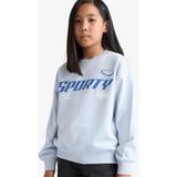 DeFacto Kız Çocuk Relax Fit Bisiklet Yaka Baskılı Sweatshirt E6760A825AU - Mavi-BE216 - 7 - 8 Yaş