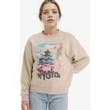 DeFacto Kız Çocuk Relax Fit Bisiklet Yaka Baskılı Sweatshirt E6843A825WN - Bej-BG187 - 7 - 8 Yaş