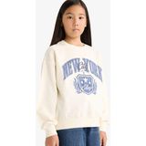 DeFacto Kız Çocuk Relax Fit Bisiklet Yaka Baskılı Sweatshirt E8773A825AU - Ekru - Dropsuz - 11 - 12 Yaş