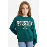 DeFacto Kız Çocuk Relax Fit Bisiklet Yaka Baskılı Sweatshirt E8894A825AU - 8 - 9 Yaş - Yeşil-GN1116