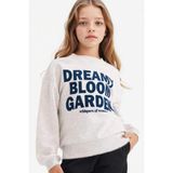 DeFacto Kız Çocuk Relax Fit Bisiklet Yaka Baskılı Sweatshirt G3801A825WN - Gri-GR85 - 9 - 10 Yaş