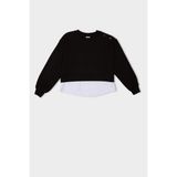 DeFacto Kız Çocuk Relax Fit Bisiklet Yaka Etek Ucu Detaylı Sweatshirt D0703A824AU
