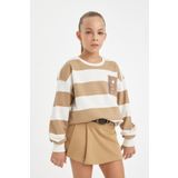 DeFacto Kız Çocuk Relax Fit Bisiklet Yaka Nakışlı Sweatshirt D3862A824AU
