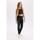 DeFacto Kız Çocuk Şerit Detaylı Standart Boy Tayt D6549A824WN - 13 - 14 Yaş - Siyah-BK81