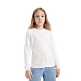 DEFACTO Kız Çocuk Slim Fit Bisiklet Yaka Sweatshirt, Uzun Kol, Ekru, 7+8