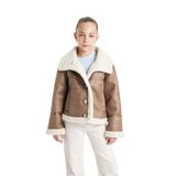 DEFACTO Kız Çocuk Slim Fit Ceket, Kahverengi, 5+6