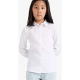DeFacto Kız Çocuk Slim Fit Dar Kesim Bengalin Uzun Kollu Okul Gömleği K9023A625AU - 8 - 9 Yaş - Beyaz-WT34