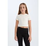 DeFacto Kız Çocuk Slim Fit Dar Kesim Bisiklet Yaka Kısa Kollu Tişört D9789a825sm