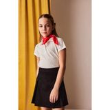 DeFacto Kız Çocuk Slim Fit Dar Kesim Polo Yaka Basic Düz Fitilli Kaşkorse Kısa Kollu Tişört Z7794A625SM - Ekru-ER99 - 7 - 8 Yaş