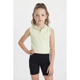 DeFacto Kız Çocuk Slim Fit Dar Kesim Polo Yaka Fermuarlı Basic Düz Kolsuz Tişört D3555A824SM - 9 - 10 Yaş - Yeşil-GN1158