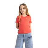 DeFacto Kız Çocuk Slim Fit Ribana Kısa Kollu Tişört Kırmızı 9/10 Yaş