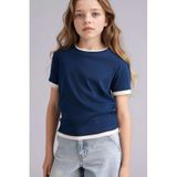 DeFacto Kız Çocuk Slim Fit Ribana Kısa Kollu Tişört Lacivert, 8-9 Yaş, G0932A826SM, Lacivert-NV248, Kız Çocuklar