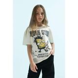 DeFacto Kız Çocuk SpongeBob Oversize Geniş Kalıp Bisiklet Yaka Kısa Kollu Tişört C1463A824SM - 8 - 9 Yaş - Ekru-ER99