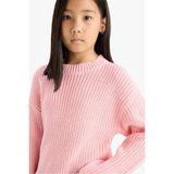 DeFacto Kız Çocuk Standart Fit Bisiklet Yaka Triko Kazak C6909A825AU - Pembe-PN637 - 12 - 13 Yaş