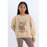 DeFacto Kız Çocuk Star Wars-Mandalorian Relax Fit Bisiklet Yaka Sweatshirt D2822A824WN
