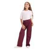 DeFacto Kız Çocuk Straight Fit Gabardin Pantolon Bordo, 9-10 Yaş, G4227A825WN, Bordo-BR415, Kız Çocuklar