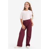 DeFacto Kız Çocuk Straight Fit Gabardin Pantolon G4227A825WN - Bordo-BR415 - 13 - 14 Yaş