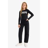 Defacto Kız Çocuk Straight Fit Geniş Bol Paça Cepli Pamuklu Okul Pantolonu C9471a825aubk27 Siyah