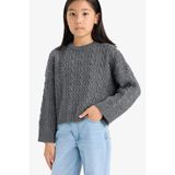 Defacto Kız Çocuk Triko Kazak, 11/12 Yaş (152cm), E7880A825AU, Antrasit, Kız Çocuklar