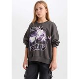 DeFacto Kız Çocuk Wednesday Oversize Geniş Kalıp Bisiklet Yaka Sweatshirt D6063A824WN