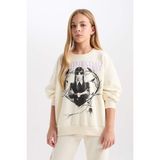 DeFacto Kız Çocuk Wednesday Oversize Geniş Kalıp Bisiklet Yaka Sweatshirt D6064A824WN