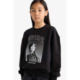 DeFacto Kız Çocuk Wednesday Oversize Geniş Kalıp Bisiklet Yaka Sweatshirt G0440A825AU