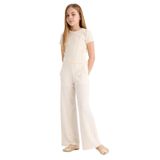 DEFACTO Kız Çocuk Wide Leg Eşofman Altı, Ekru, 9+10