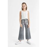 DeFacto Kız Çocuk Wide Leg Geniş Bol Paça Parlak Jean Pantolon C2019A824SP