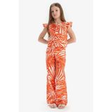 Defacto Kız Çocuk Wide Leg Geniş Paça Desenli Esnek Belli Pamuklu Pantolon D7610a825smrd203 Kırmızı