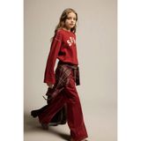 DeFacto Kız Çocuk Wide Leg Geniş Paça Gabardin Pantolon Bordo, 9-10 Yaş, G6902A826SM, Bordo-BR169, Kız Çocuklar