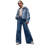 DEFACTO Kız Çocuk Wide Leg Jean Pantolon, Mid Blue, 9-10 Yaş